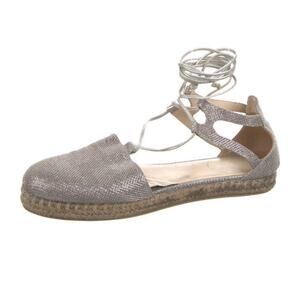 Stuart Weitzman Metallic Sparkle Walk My Way Lace Up Espadrille Sandals Size 9.5